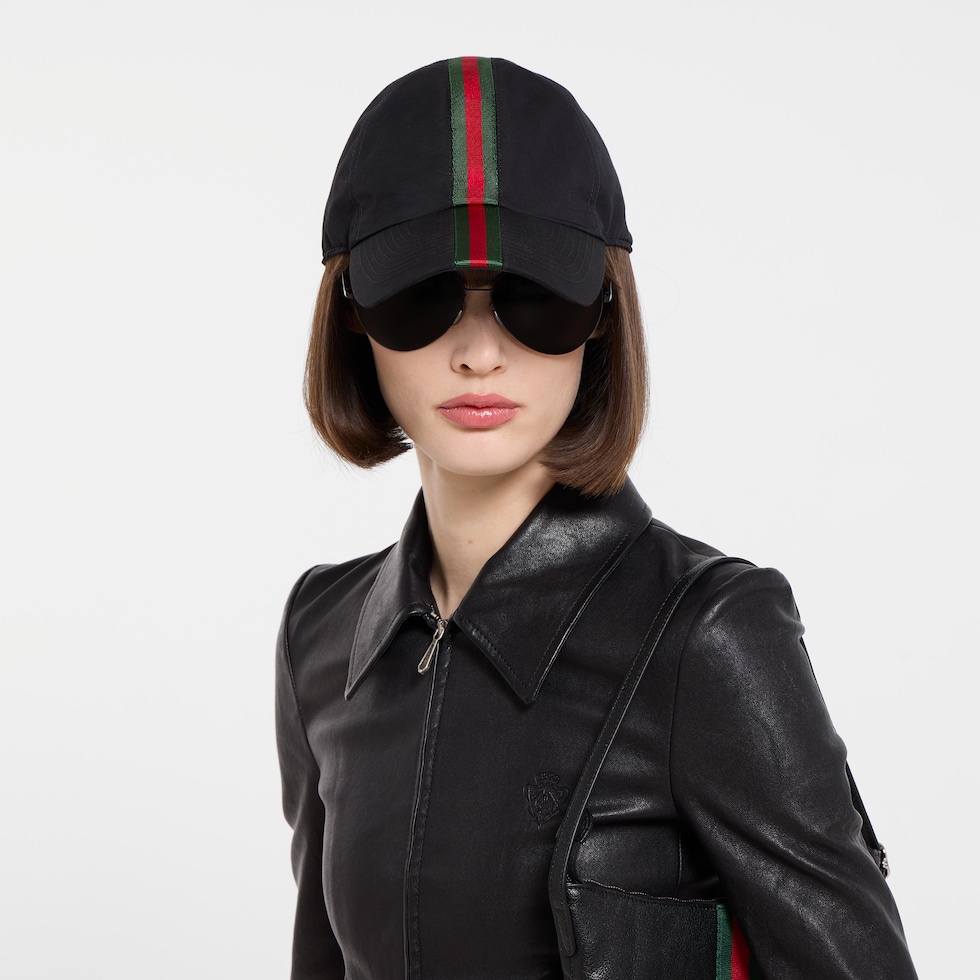 ウェブストライプ付き コットン ベースボールキャップ