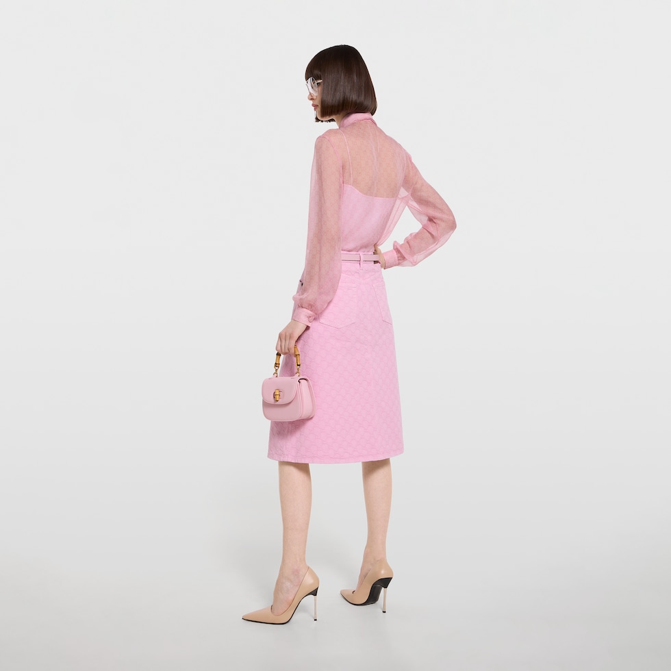 تنورة من جاكارد جينز قطني بنقش GG