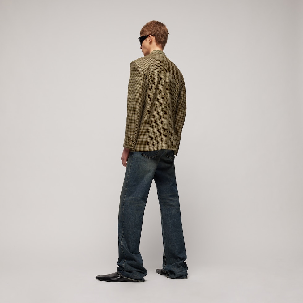 Gingham wool double-breasted jacket