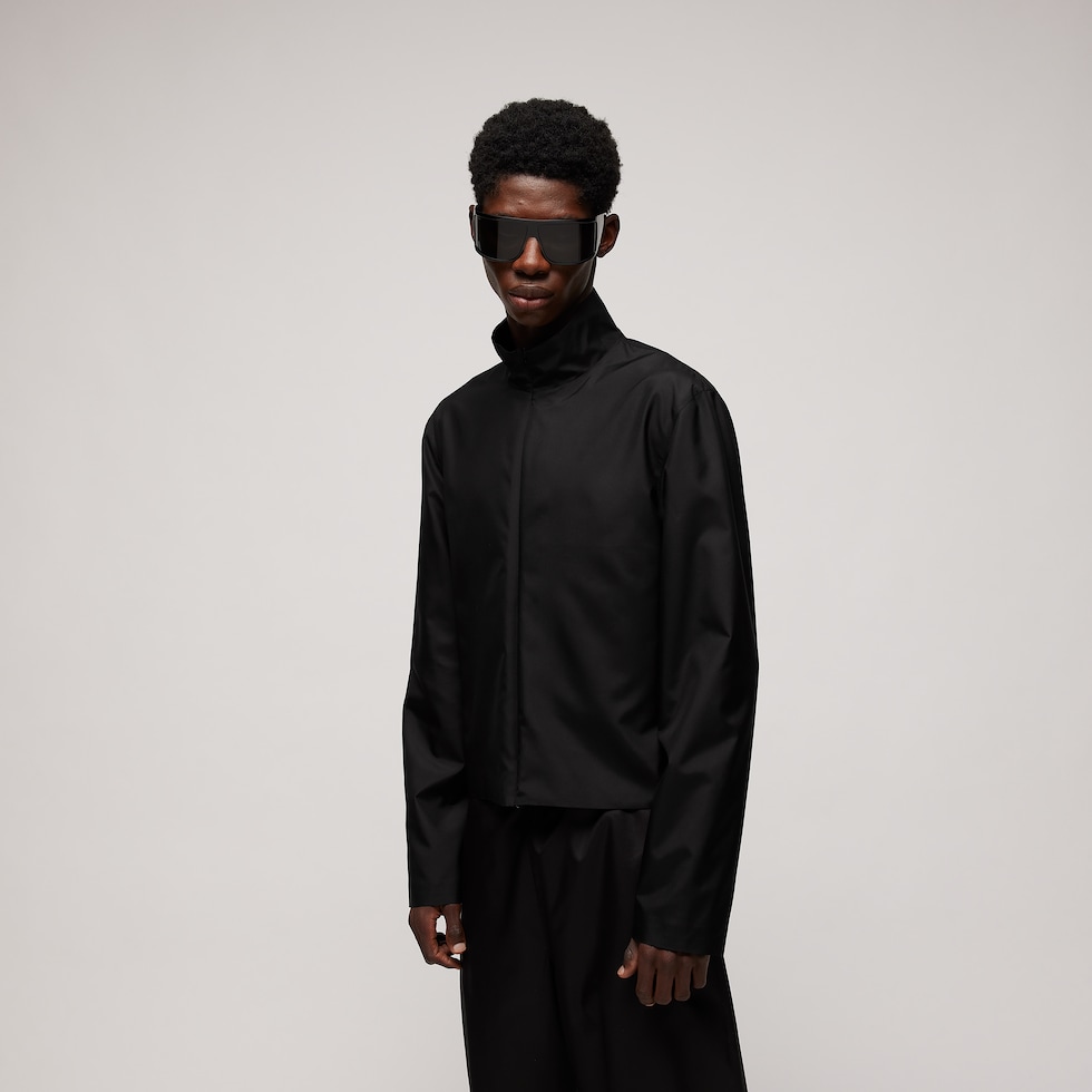 Technical silk poplin zip jacket