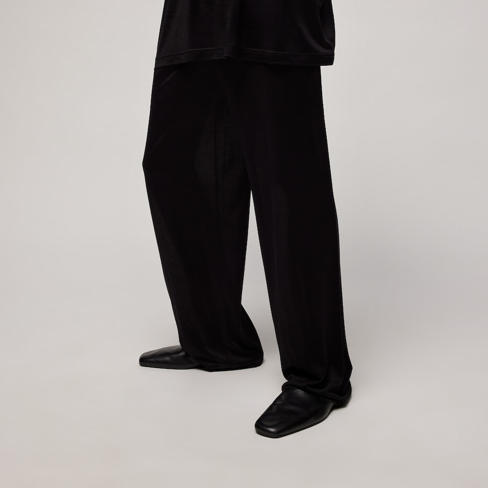 轻薄桑蚕丝平纹针织运动长裤