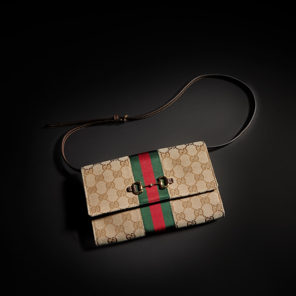 [구찌 홀스빗] 웹 스트랩 지갑