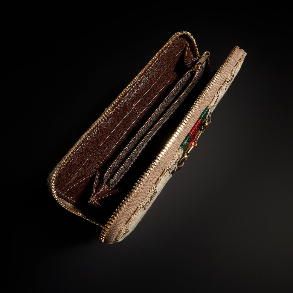 〔グッチ ホースビット〕ウェブ ジップアラウンドウォレット