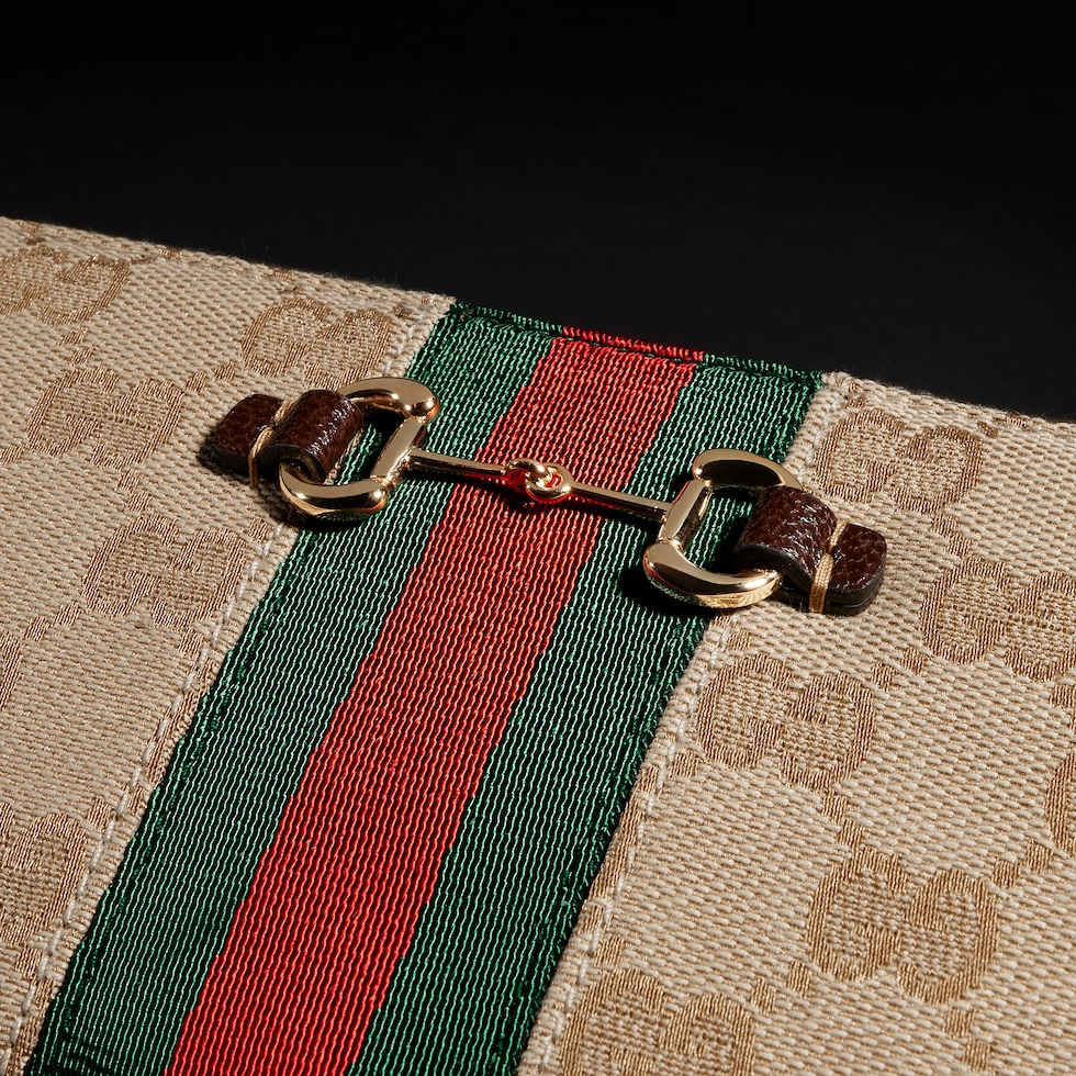 〔グッチ ホースビット〕ウェブ ジップアラウンドウォレット