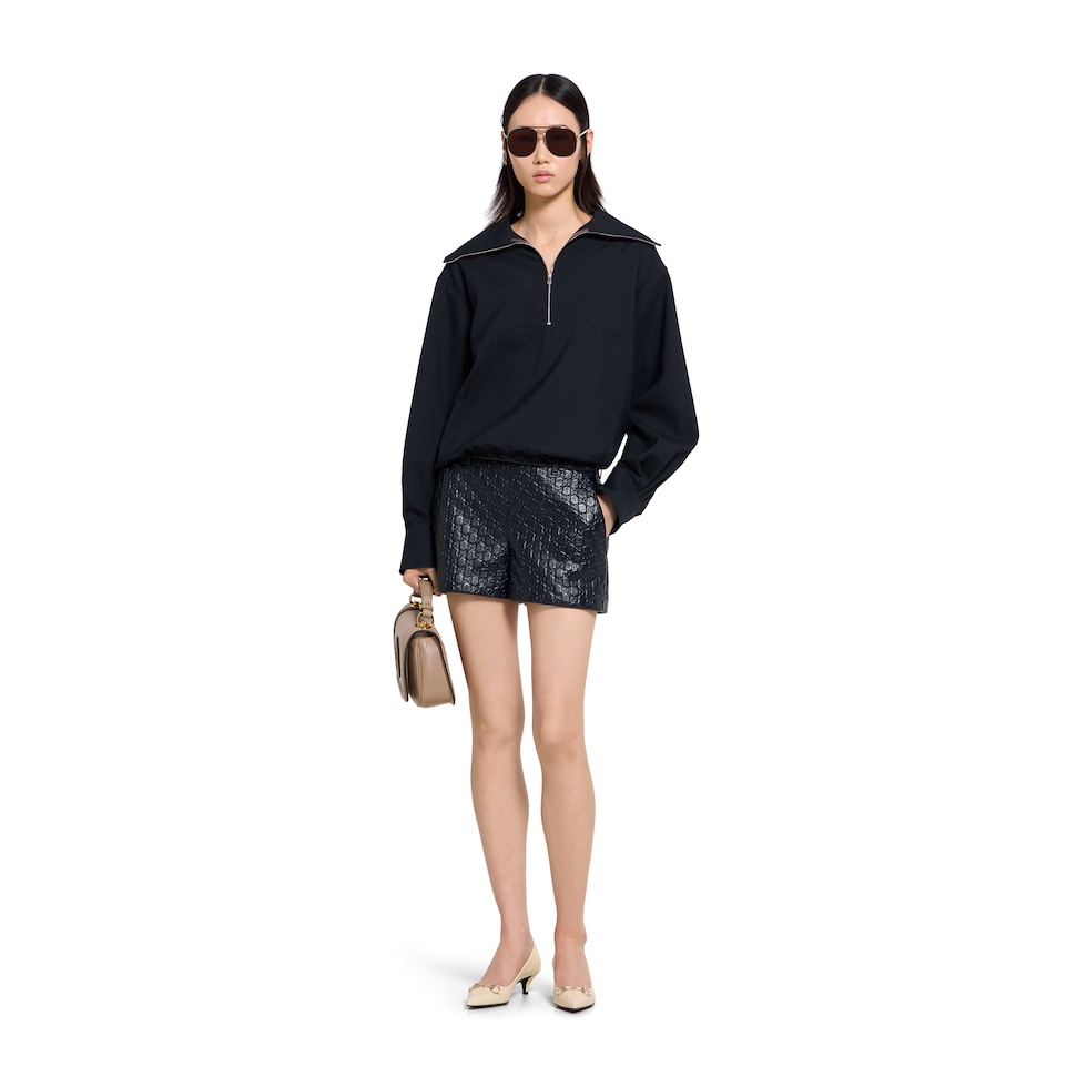 Embossed GG leather shorts