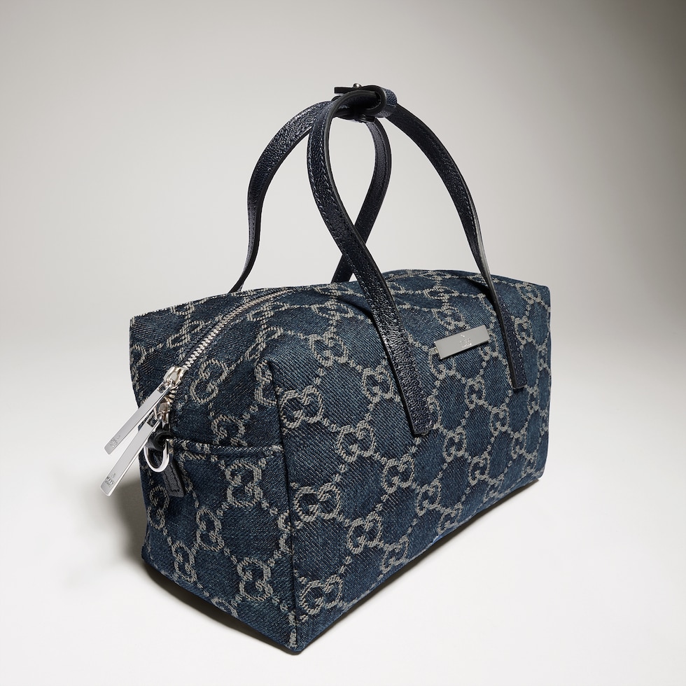 Small boston bag with Gucci plaque