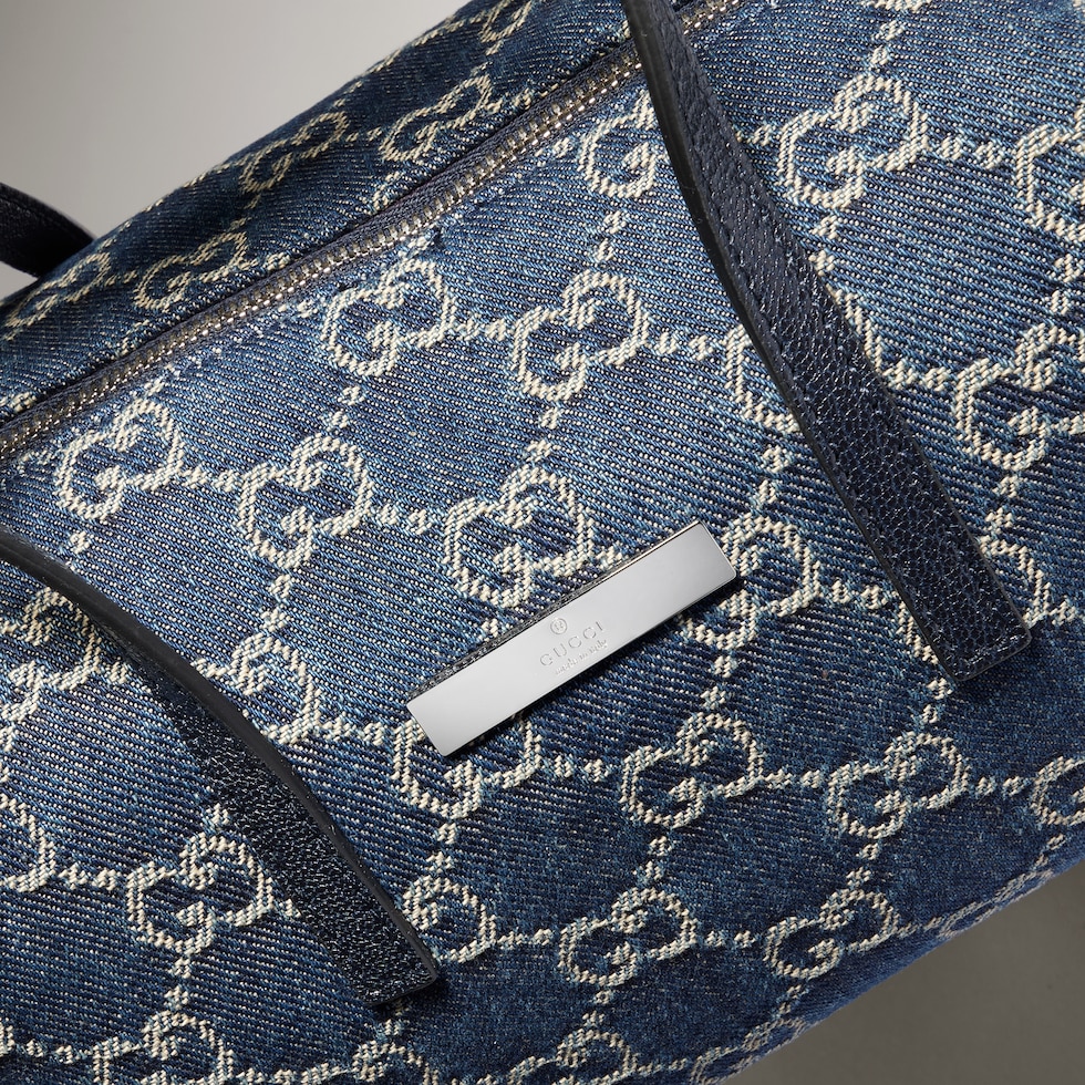 Small boston bag with Gucci plaque