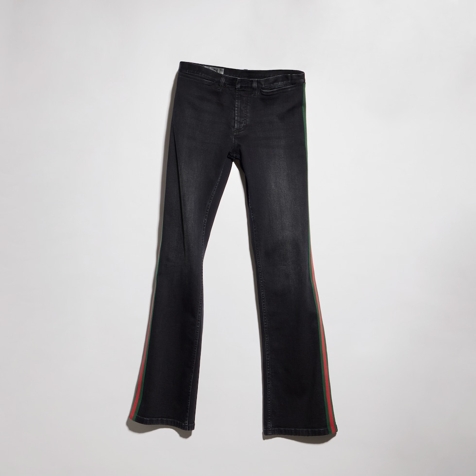 웹(Web) 디테일의 코튼 데님 팬츠