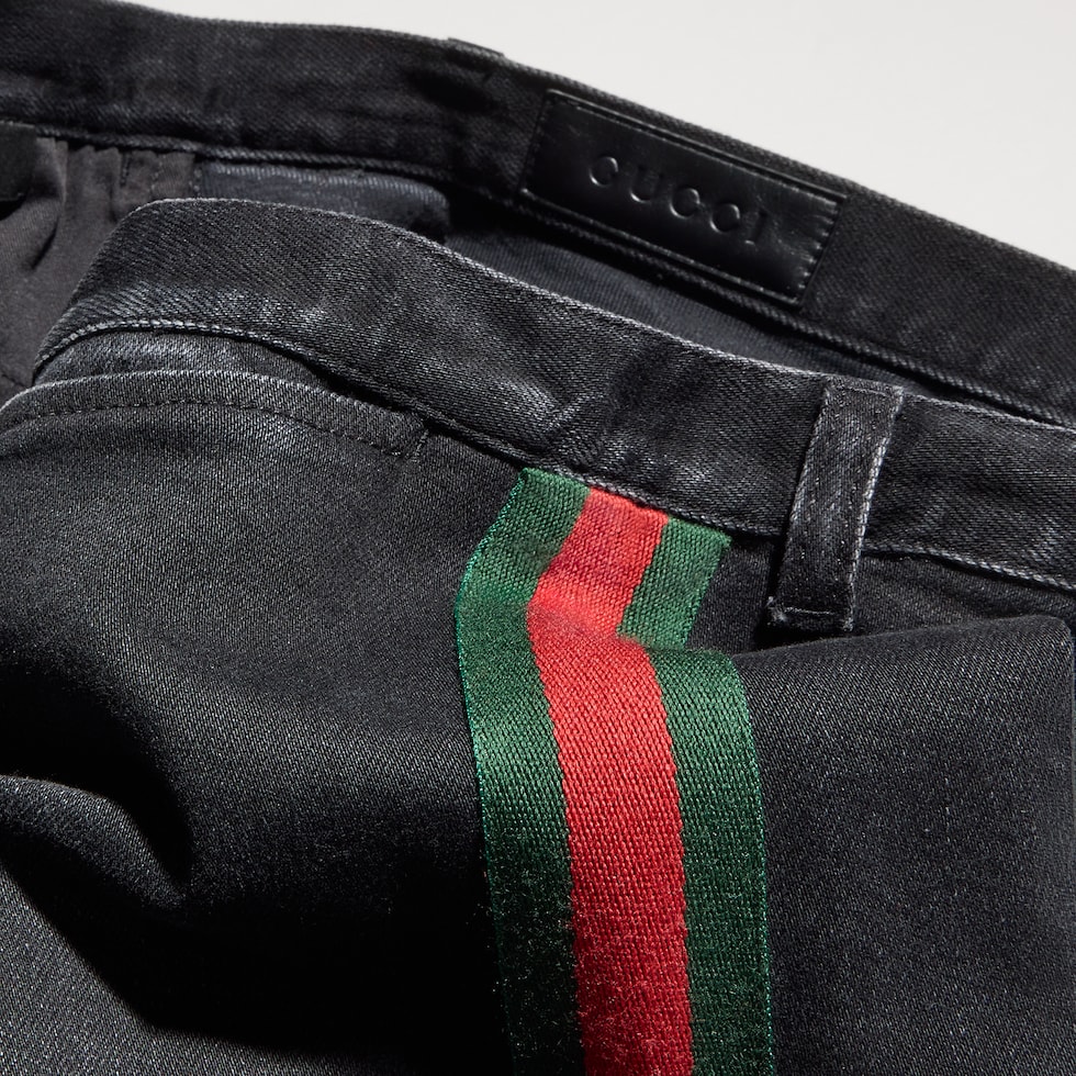 웹(Web) 디테일의 코튼 데님 팬츠