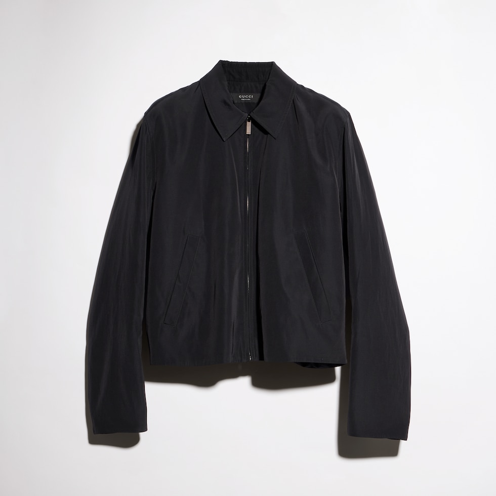 Cotton acetate faille zip jacket