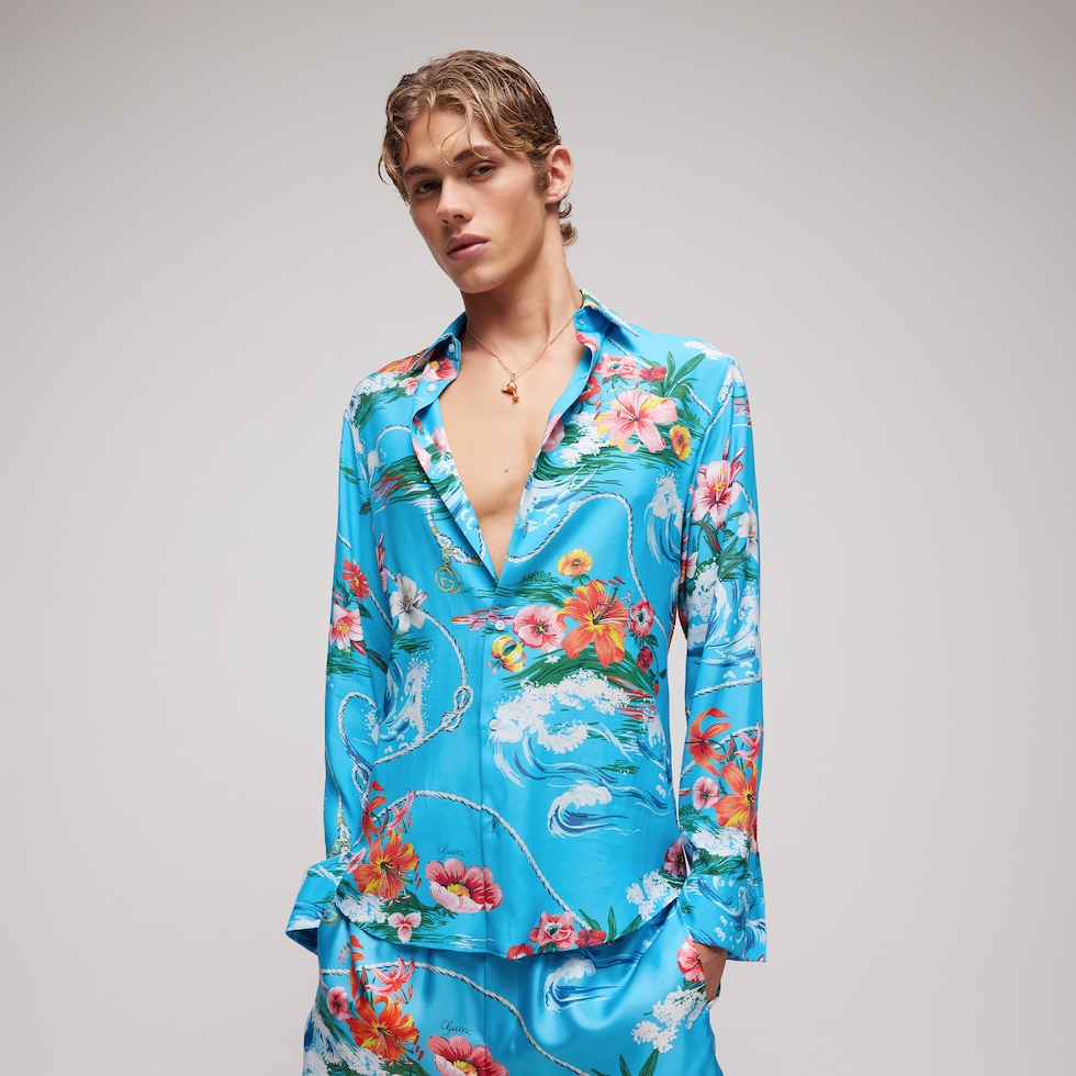 Printed fluid fabric shirt
