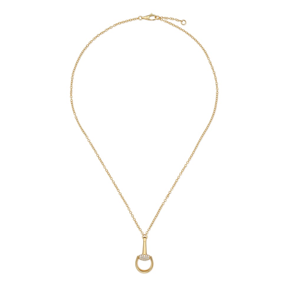 Gucci Horsebit diamond 18k pendant necklace