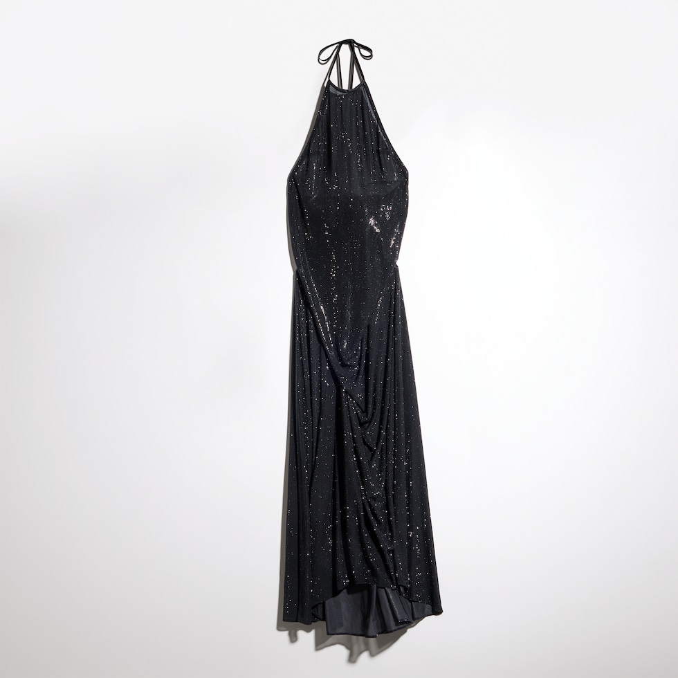 Embroidered silk stretch chiffon long dress