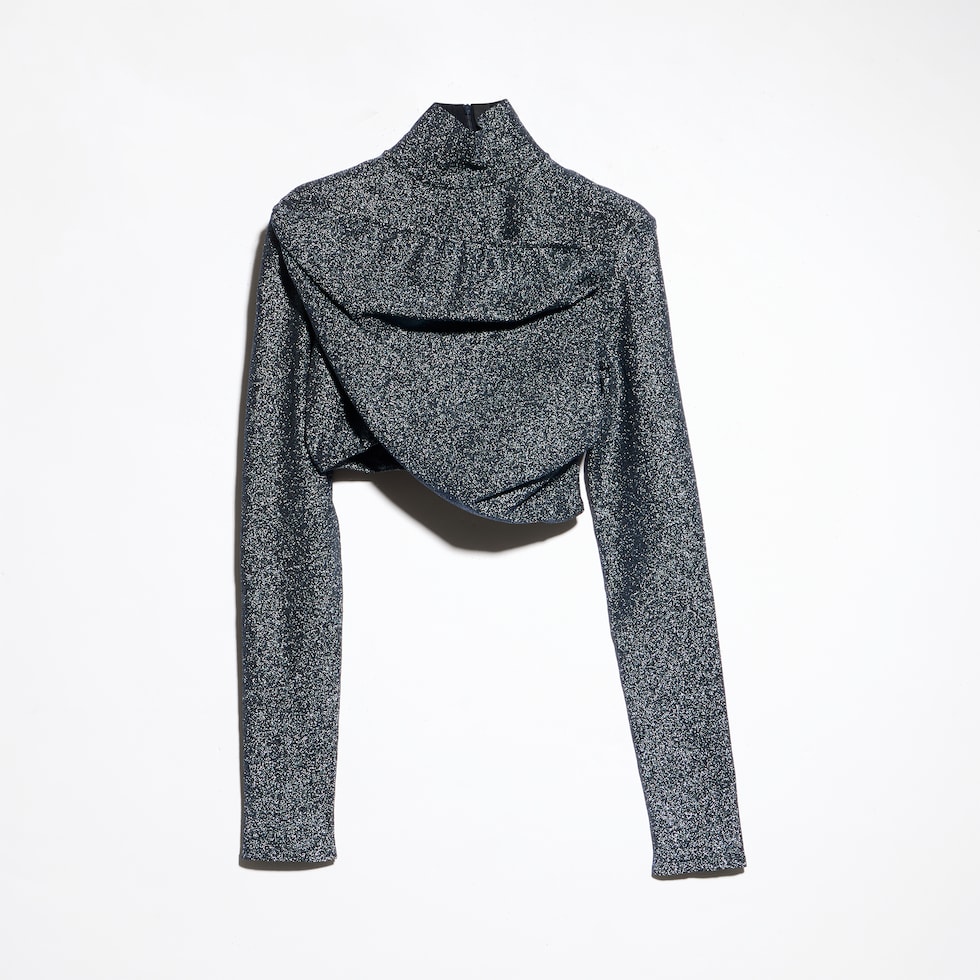 Stretch viscose lamé cropped top