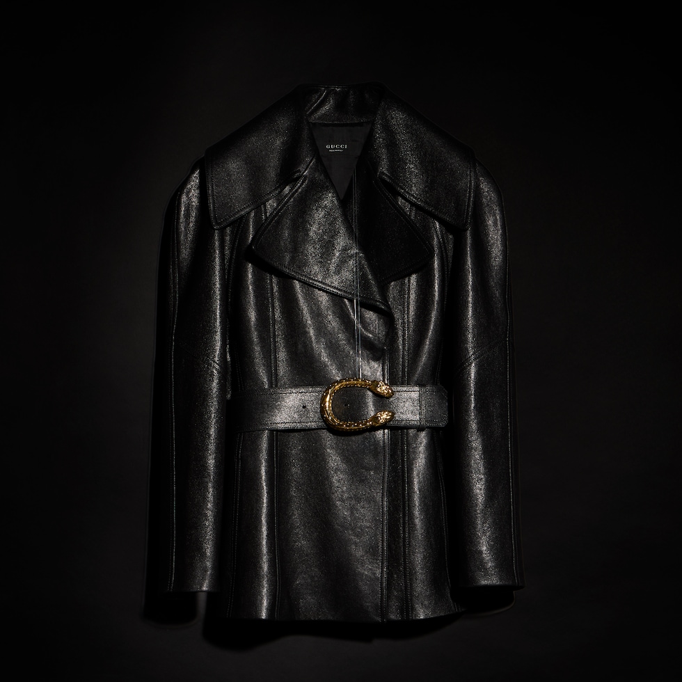 Soft grainy leather trench