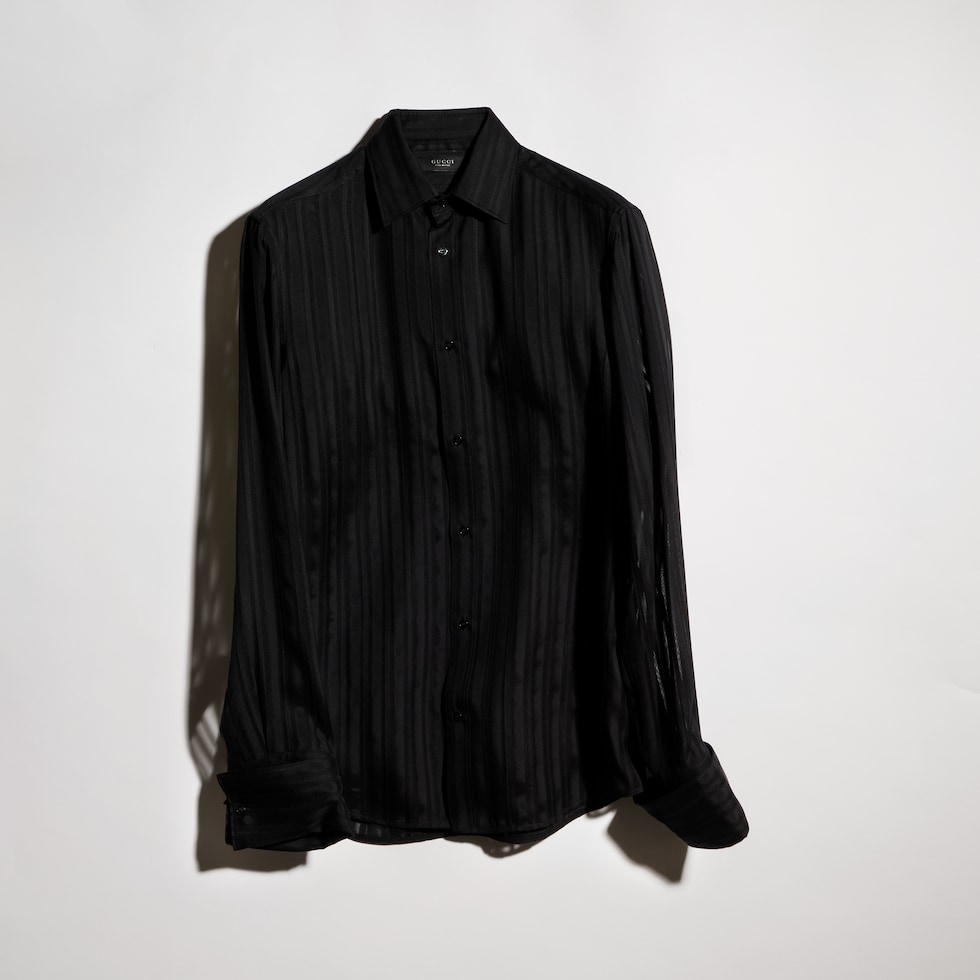 Striped silk gauze shirt