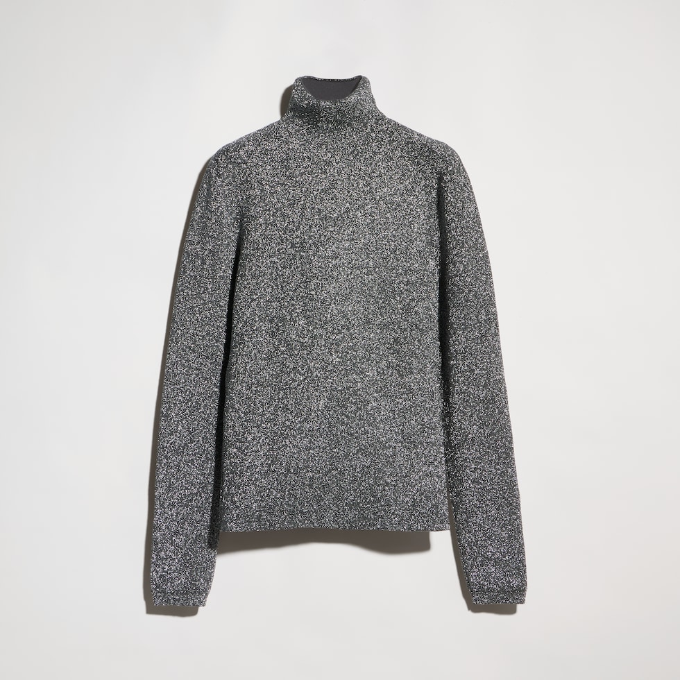 Lamé stretch fabric T-shirt