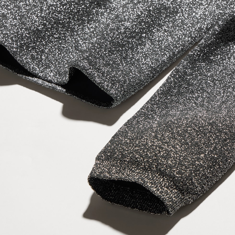 Lamé stretch fabric T-shirt