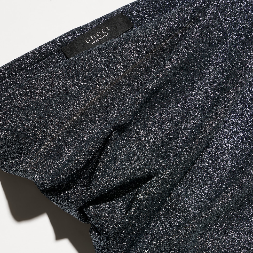 Stretch viscose lamé draped skirt