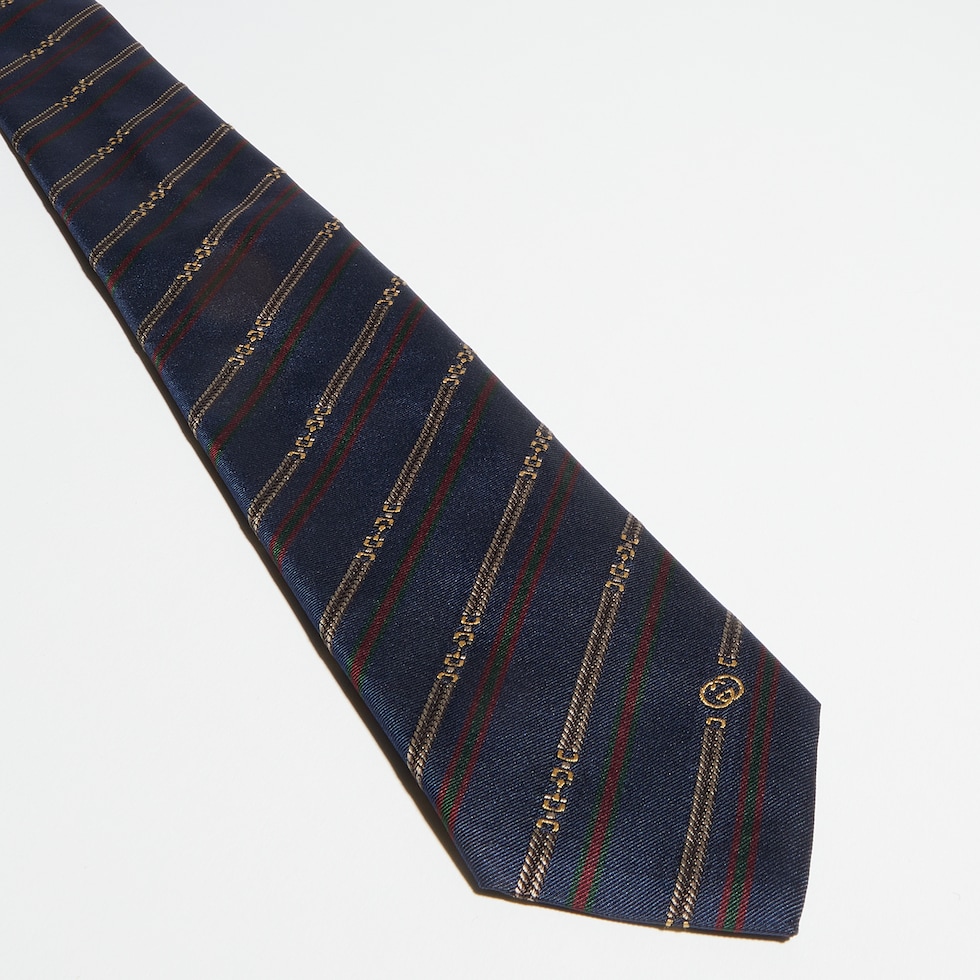 Interlocking G Horsebit belt silk tie