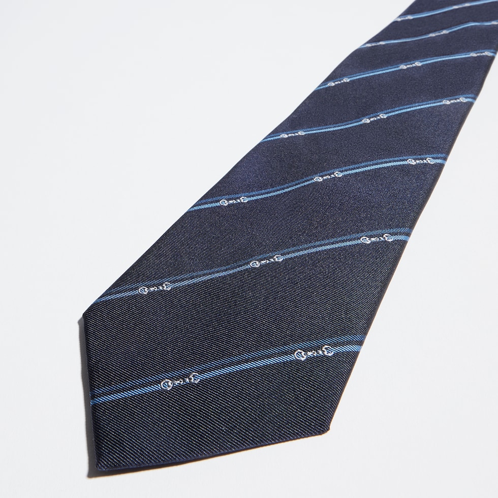 Diagonal Horsebit silk jacquard tie
