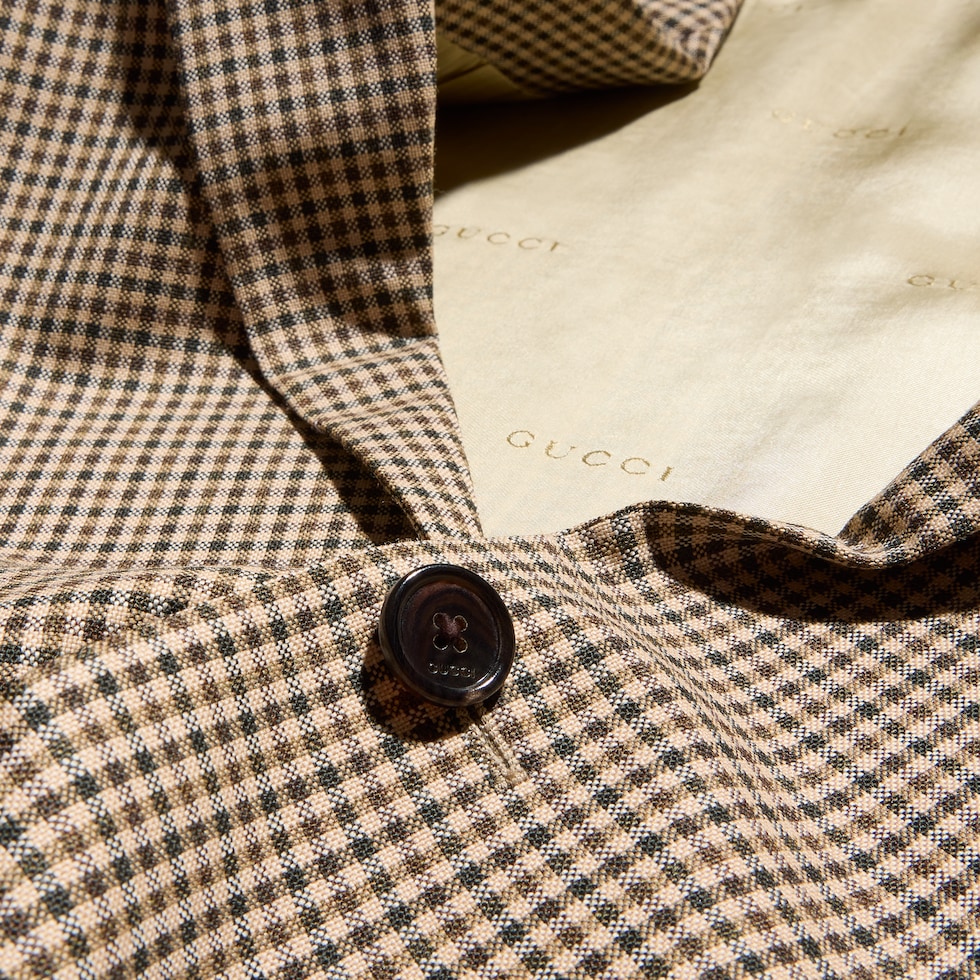 Gingham wool single-breasted jacket