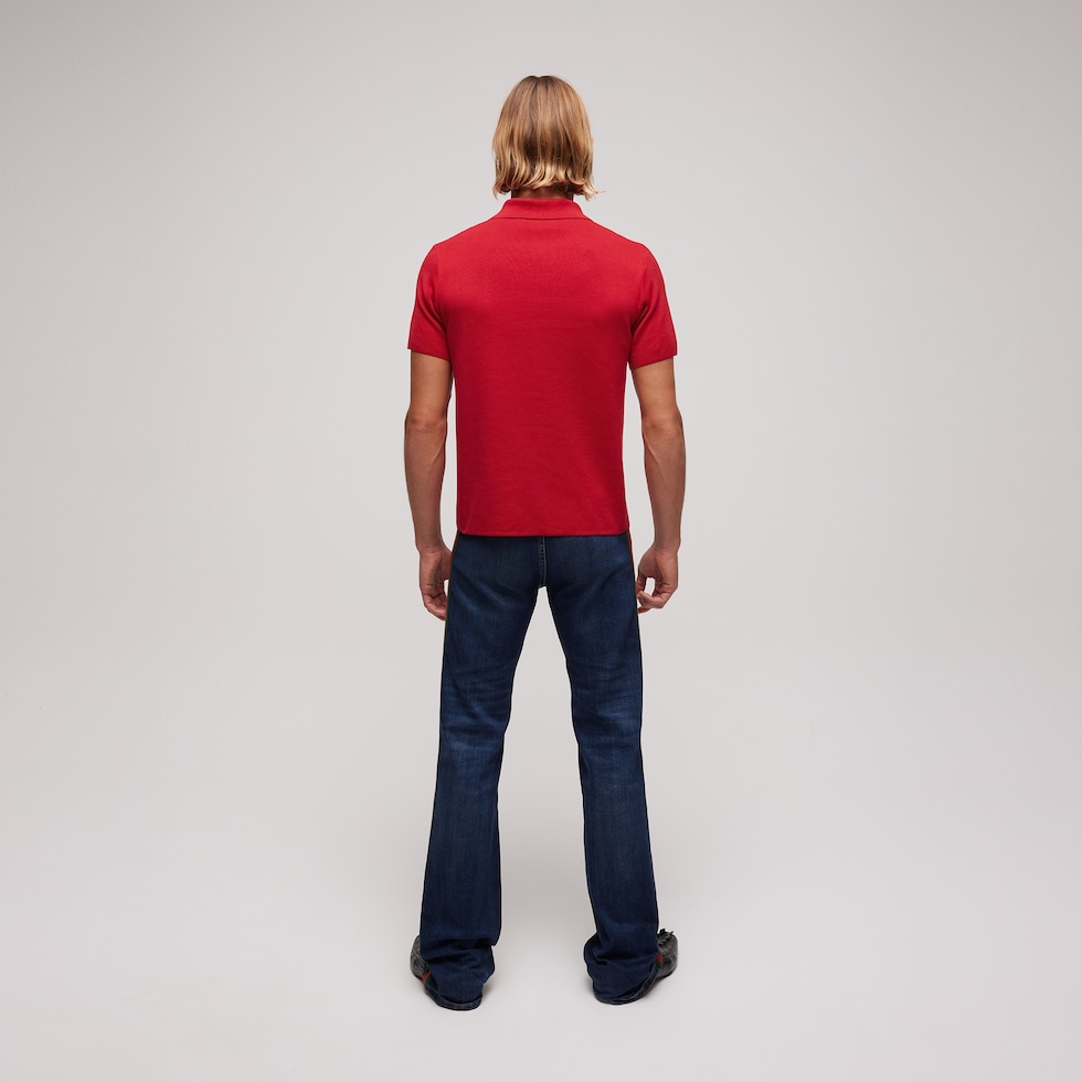 Knit silk cotton polo shirt