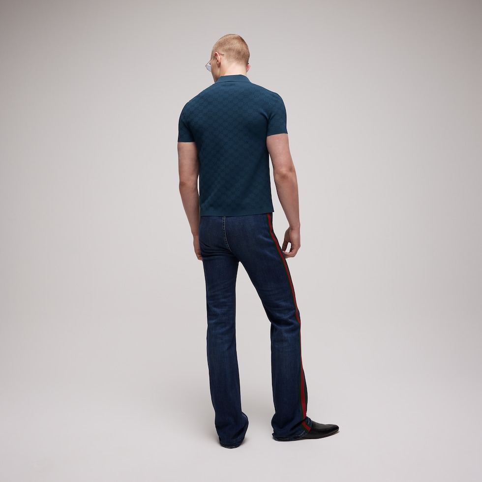 Technical GG jacquard fabric polo shirt