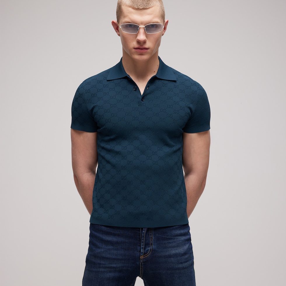 Technical GG jacquard fabric polo shirt