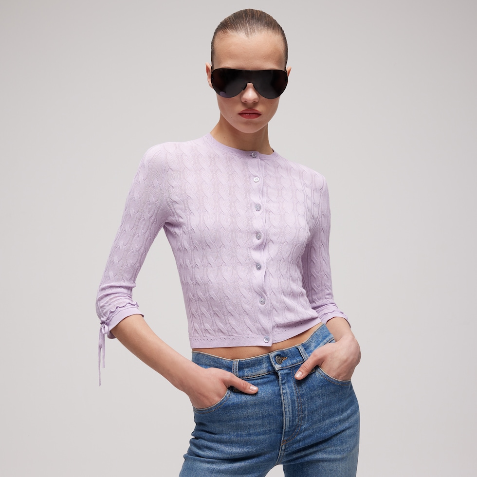Cardigan intrecciato in misto cotone