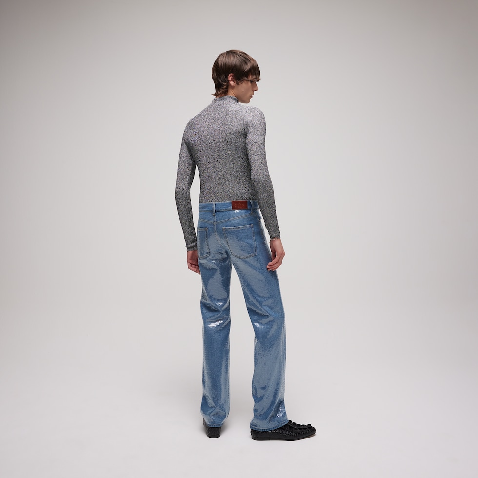Camiseta de tejido elástico de lamé