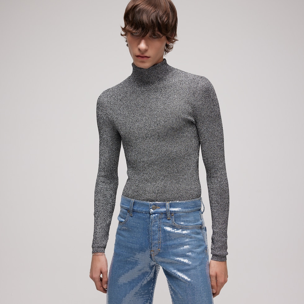 Camiseta de tejido elástico de lamé