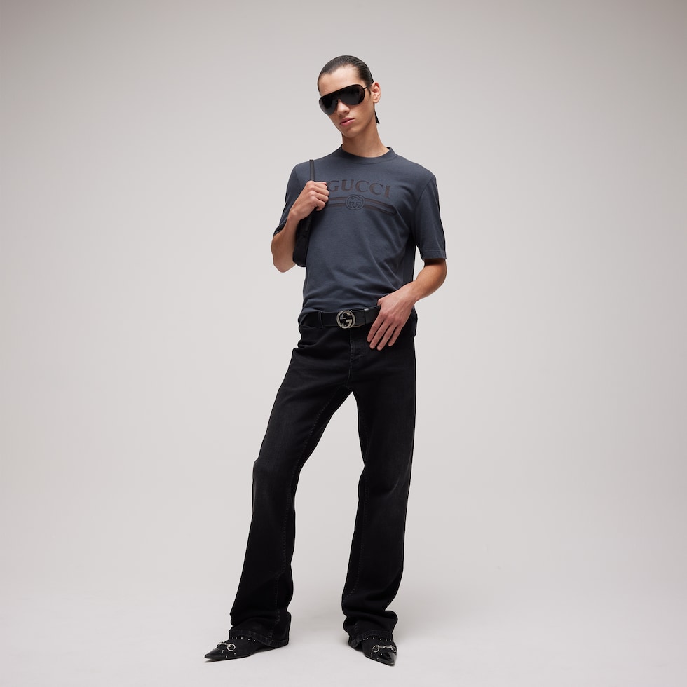 Cotton jersey T-shirt with devoré detail