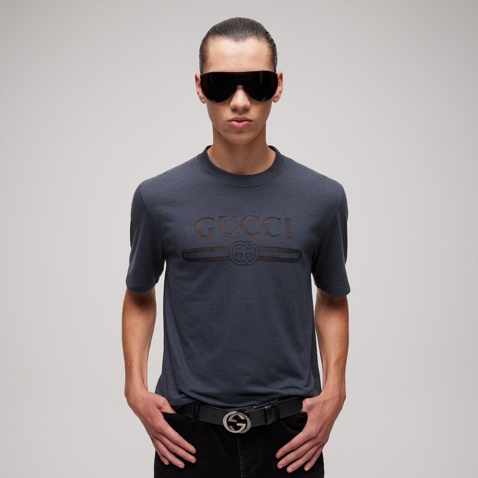 Cotton jersey T-shirt with devoré detail