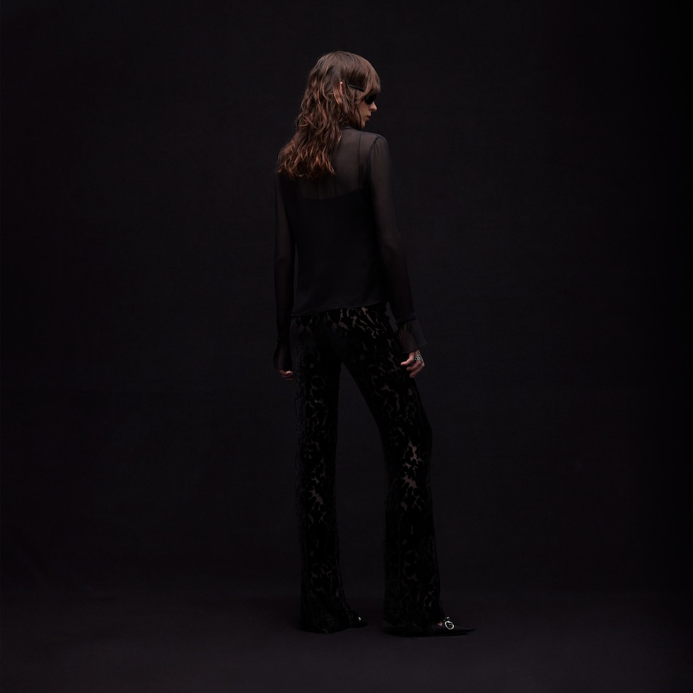 Floral devoré velour pants
