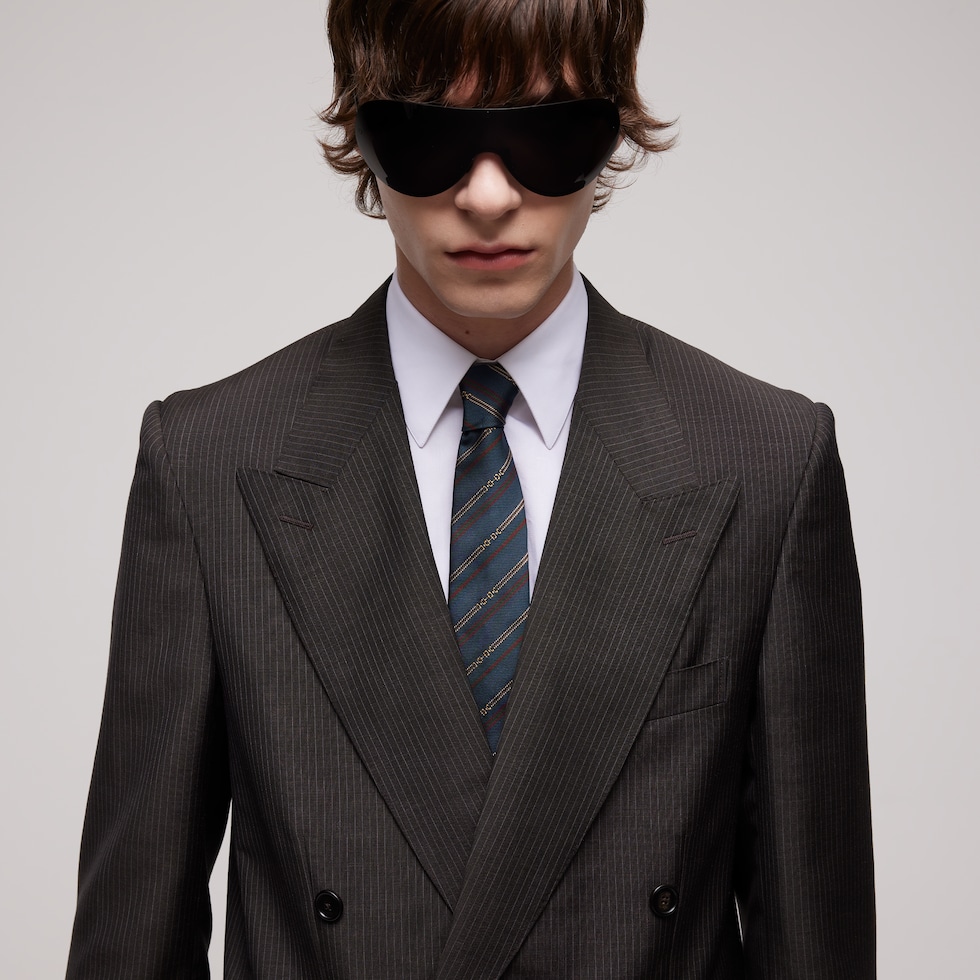 Interlocking G Horsebit belt silk tie