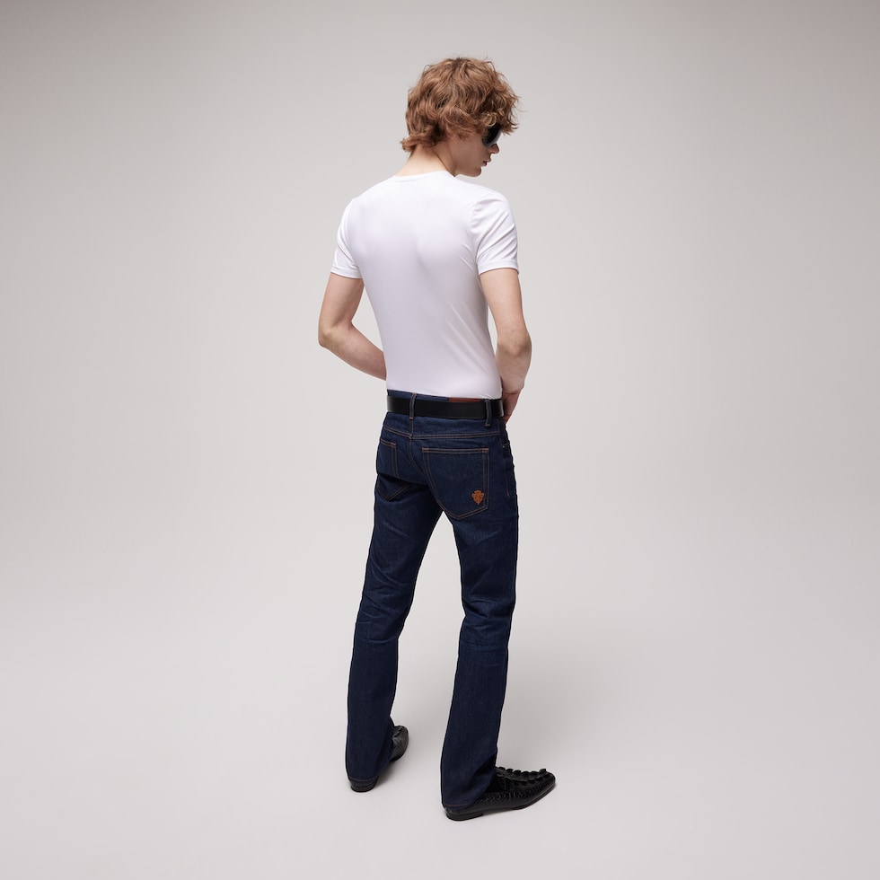 Hose aus Baumwoll-Denim mit Stickerei