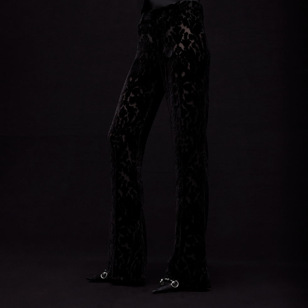 Floral devoré velour pants
