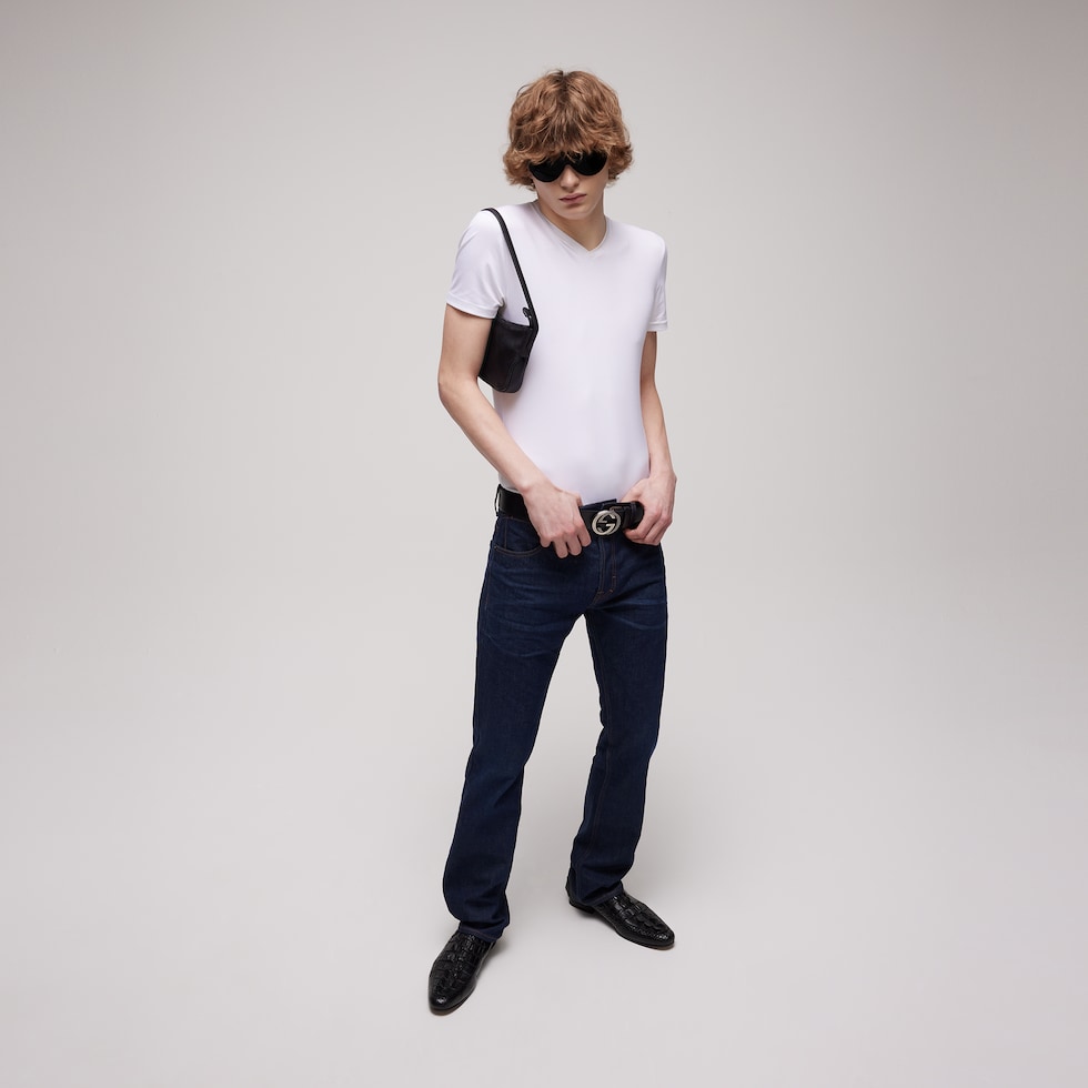Hose aus Baumwoll-Denim mit Stickerei