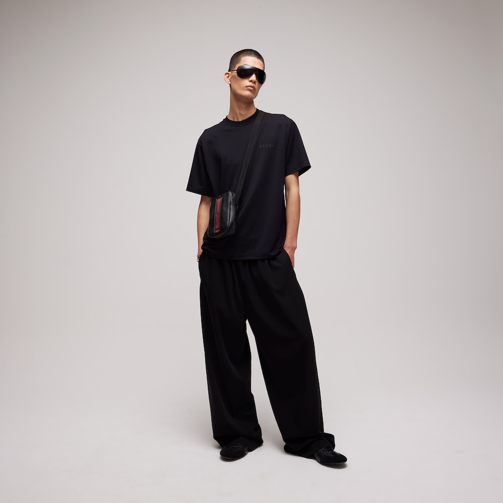 Cotton jersey T-shirt with devoré detail