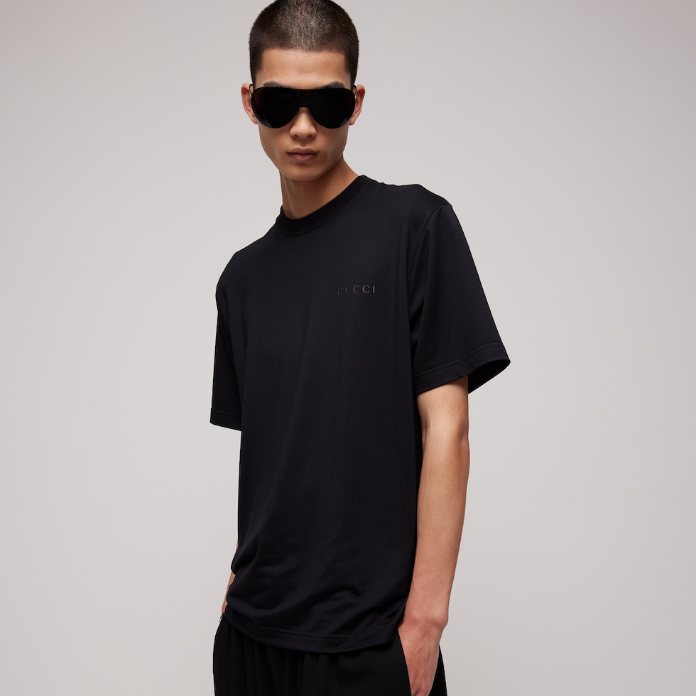 Cotton jersey T-shirt with devoré detail