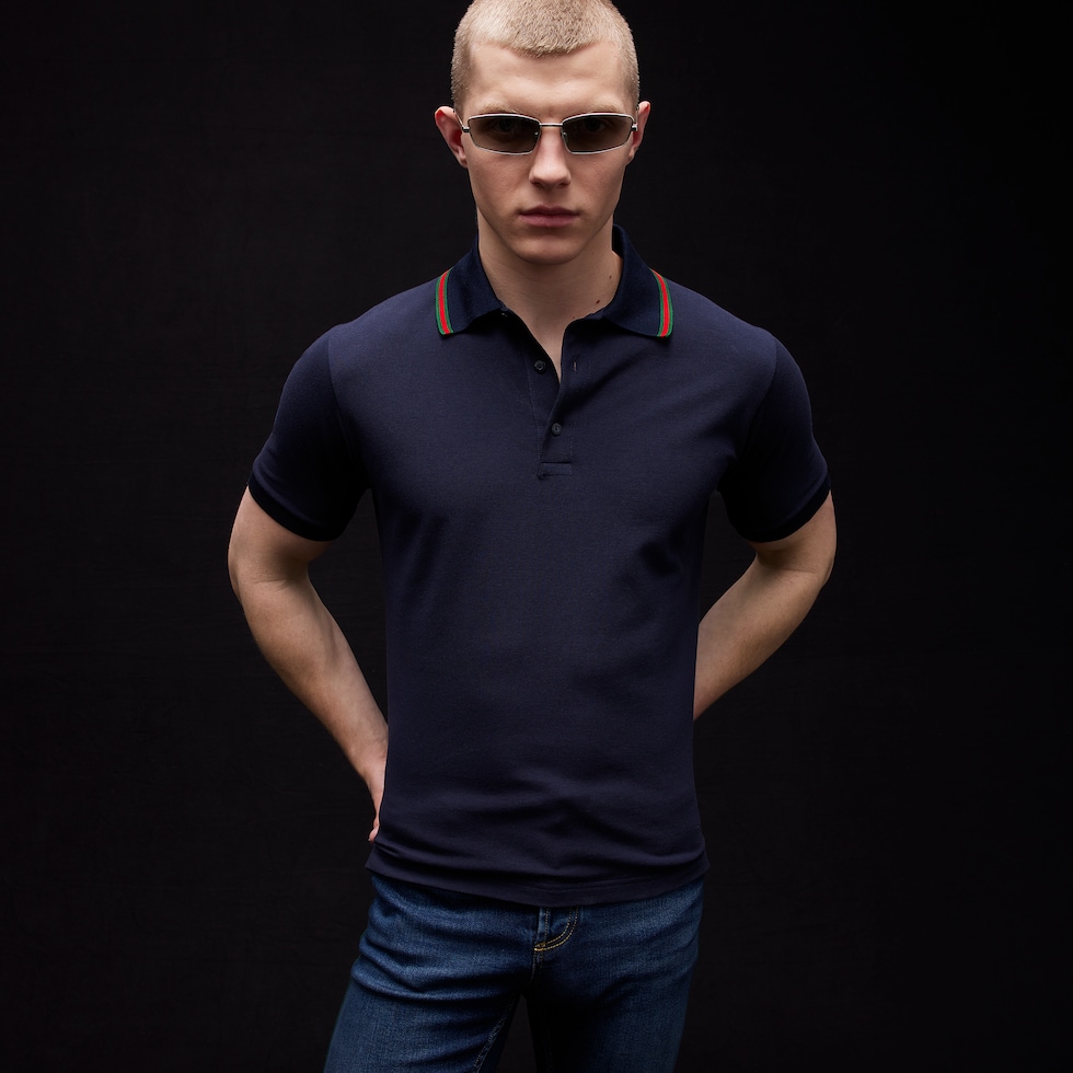 Cotton jersey piquet polo shirt