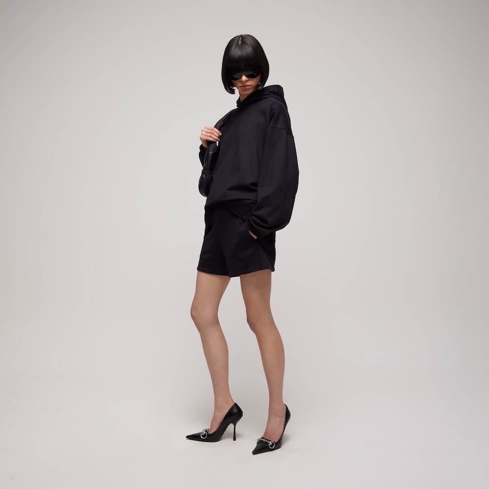 Short en jersey de coton et soie avec broderie