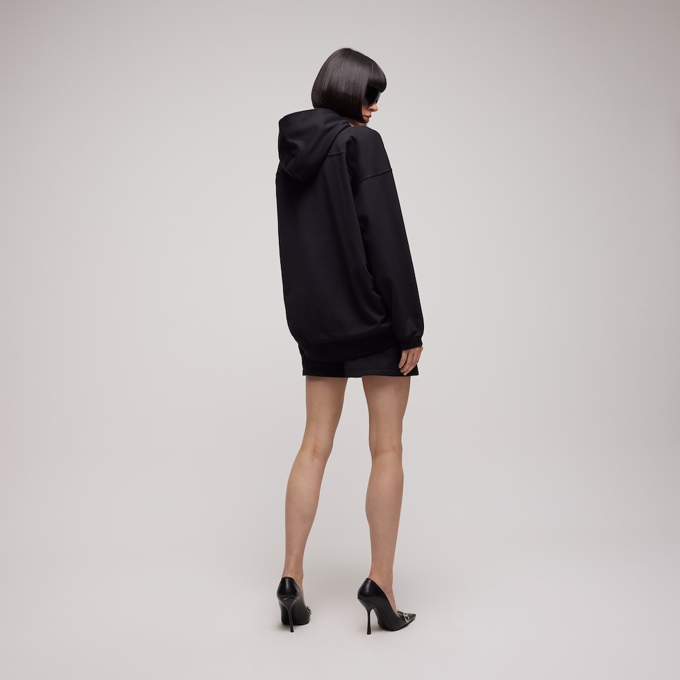 Short en jersey de coton et soie avec broderie
