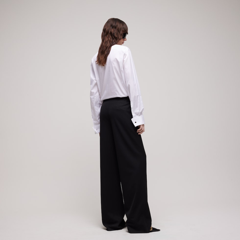 Cotton poplin shirt with rouches