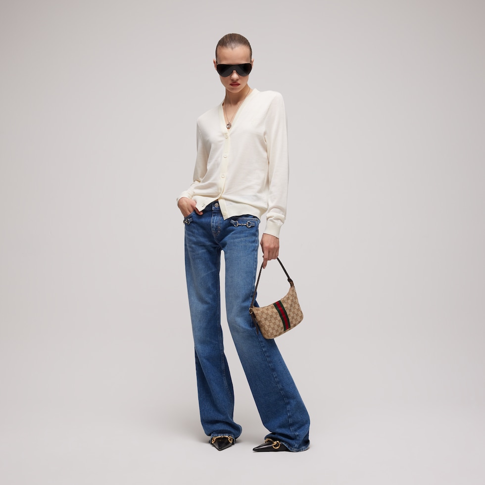 Cardigan in lana fine con ricamo