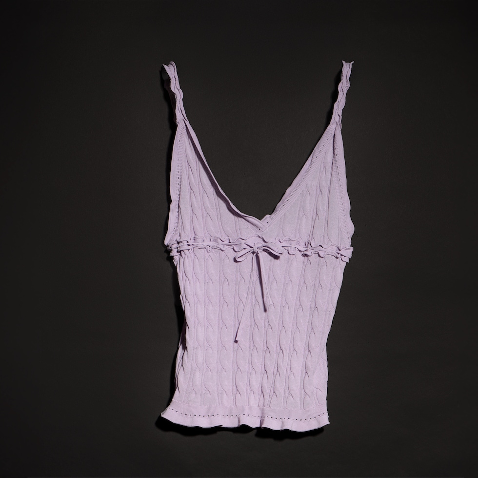 Braided cotton blend top