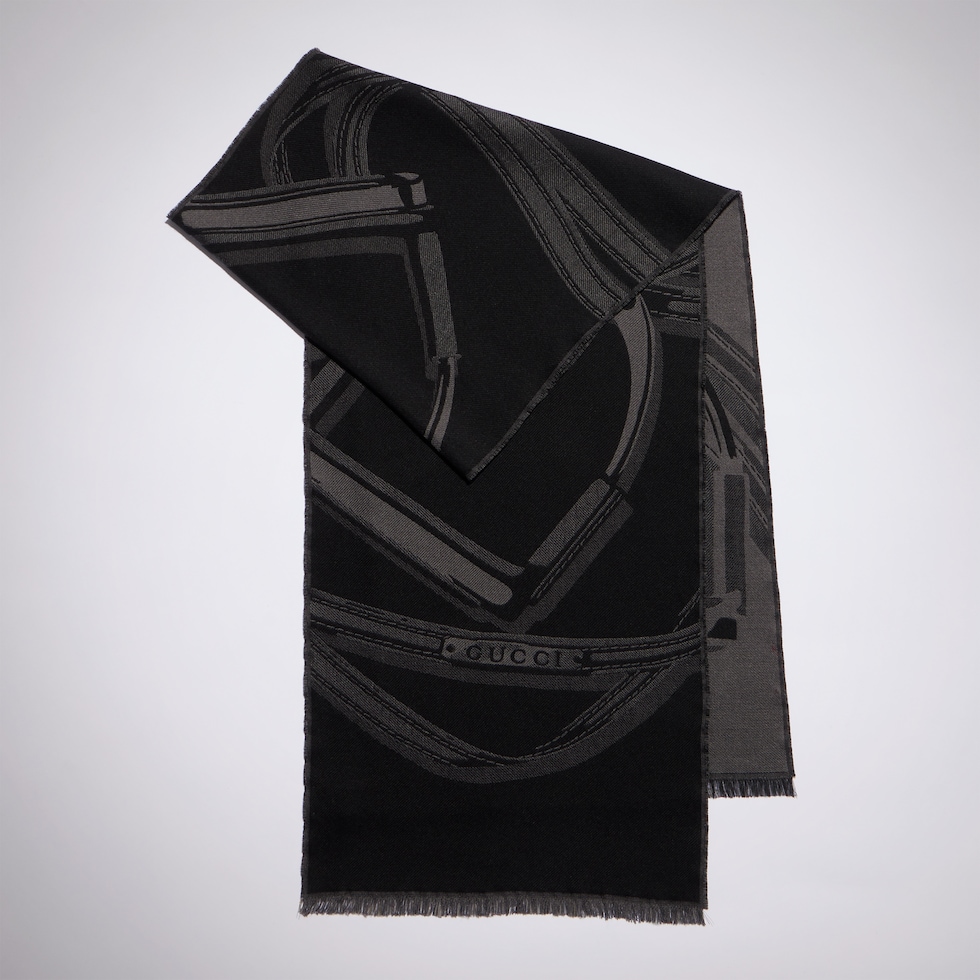 Estola jacquard de lana y seda con Horsebit