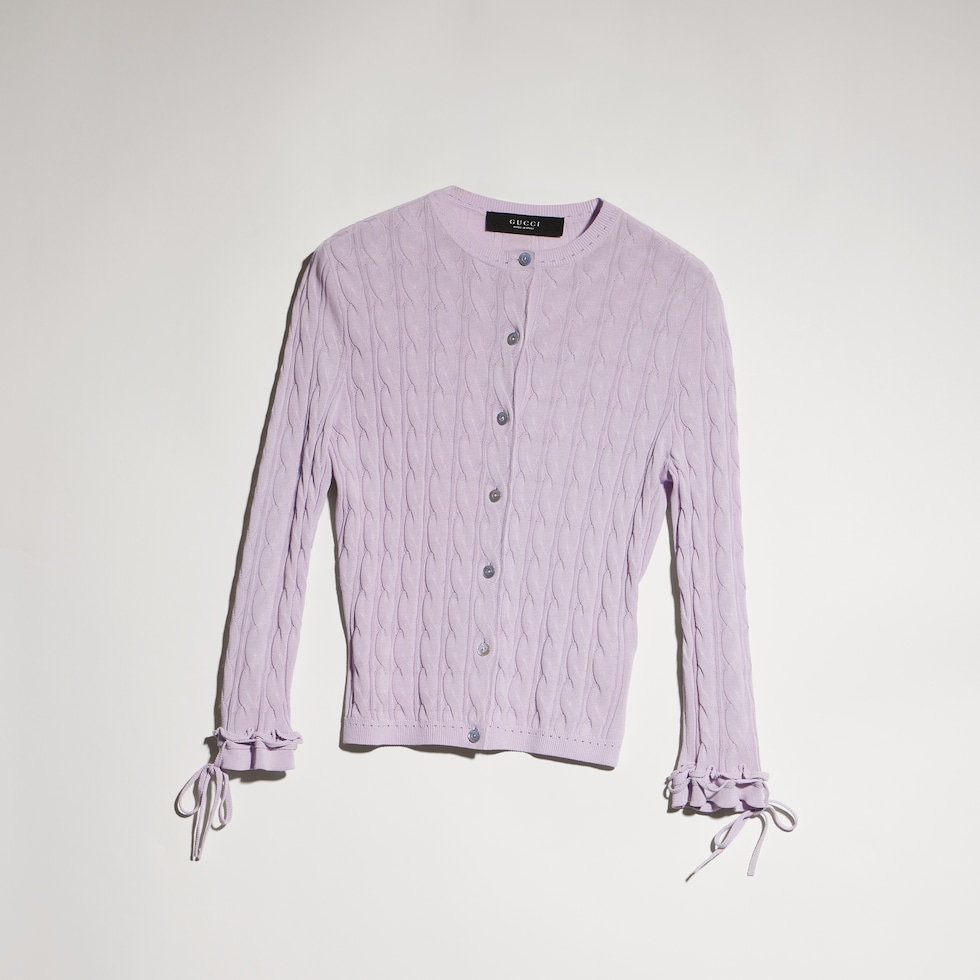 Braided cotton blend cardigan