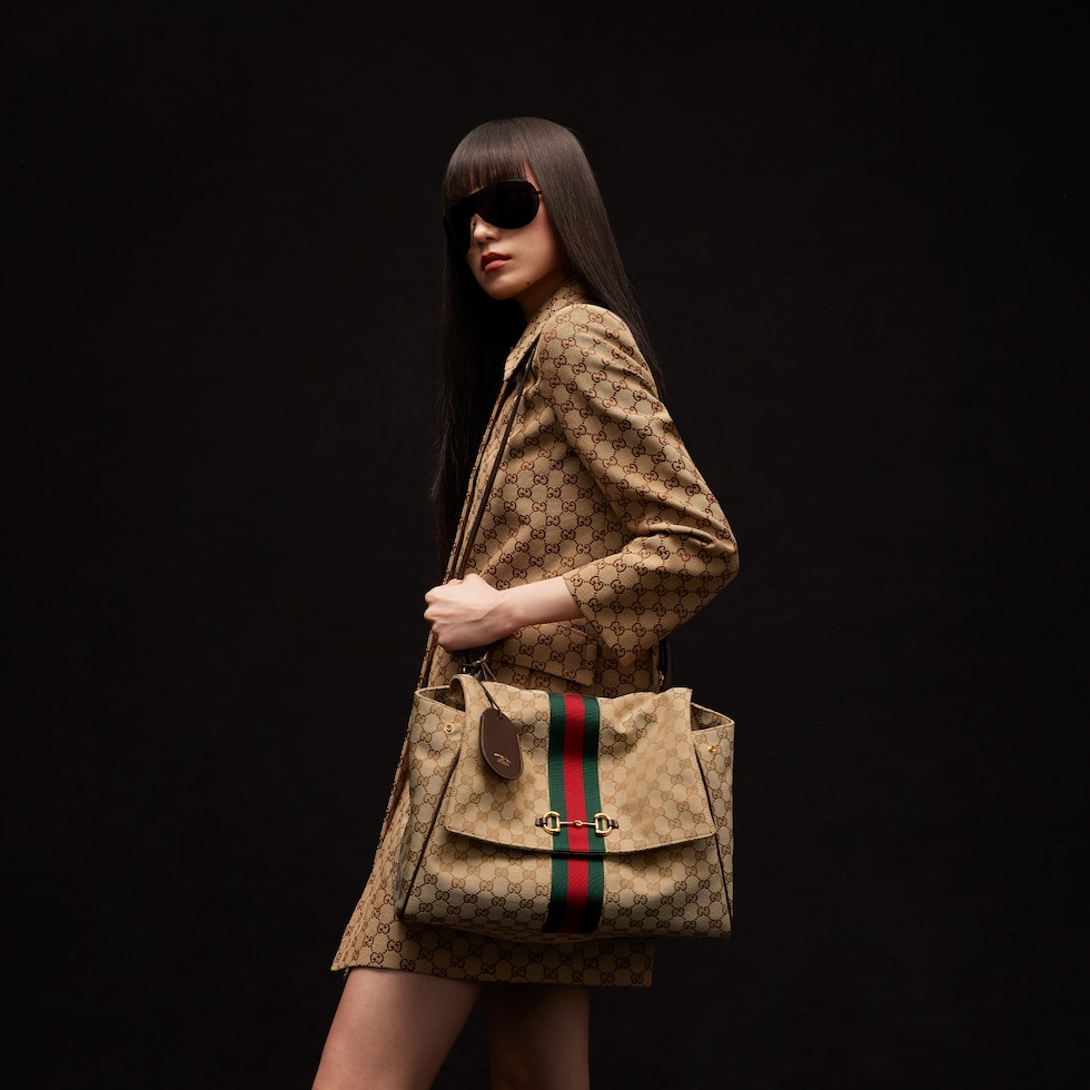 Gucci Horsebit Web大号手提包